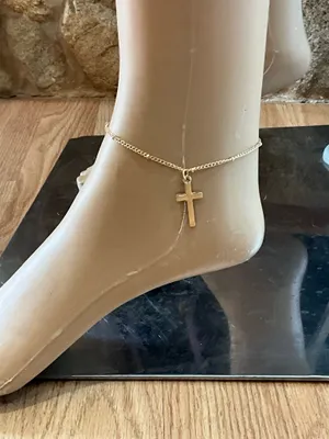 Stylish Gold Cross Charm Anklet thumbnail 1