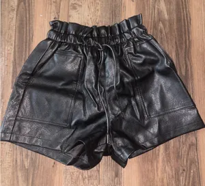 Women’s faux black leather shorts thumbnail 1