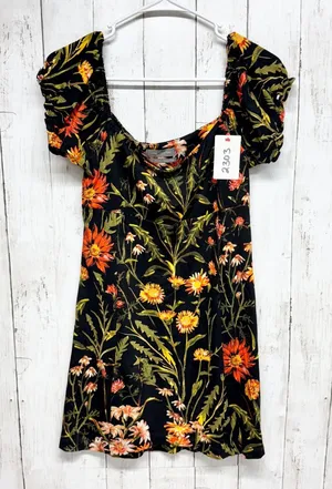 Urban Outfitters Dress Women Size Medium Black‎ Ella Floral Print Bodycon Mini thumbnail 1
