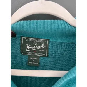 Woolrich Womens Atlantic Teal Cotton Geometric V-Neck Sweater Size L Outdoor thumbnail 5