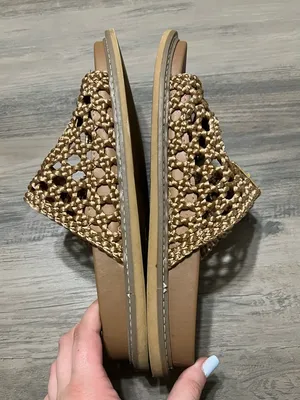 Joie Woman’s Gold Braided Buckle Summer Slide on Sandals Size 7.5M thumbnail 7