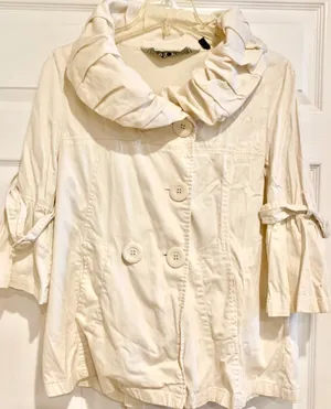 Vtg Y2K Last Kiss off White Swing light Jacket Exaggerated Retro Ruffle Collar L thumbnail 15
