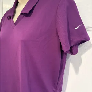 Nike Golf Dri-FIT Purple Polo Shirt Womens Medium NWT Altria Logo Top 354067-543 thumbnail 3