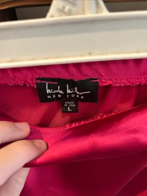 Nicole Miller Hot Pink Satin Midi Slip Skirt thumbnail 2