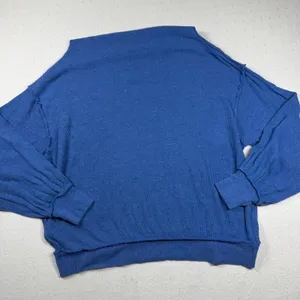 Free People We The Free Women’s Small Blue Ribbed Oversized Pullover Sweatshirt thumbnail 2