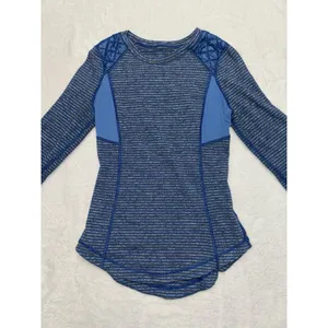 Lululemon Run Ice Queen Slope Stripe Limitless Blue long sleeve size 6 thumbnail 2