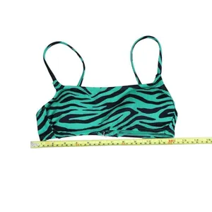 Xhilaration Zebra Green Removable‎ Pad Bikini Swimwear Top SMALL Animal Print thumbnail 3