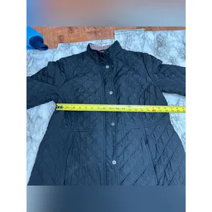 Talbots Black Quilted Snap-Front Puffer Coat quilted size large Jacket thumbnail 6