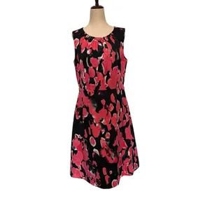 Nipon Boutique Fit Flare Dress Sz 8 Coral Floral Wedding Glam Career Cocktail thumbnail 2
