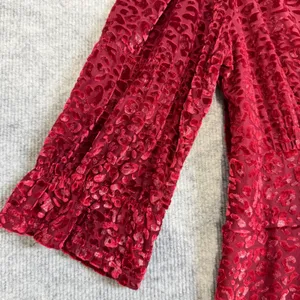 Betsey Johnson Size-XL Midi Dress Burgundy Red Velvet Leopard Print thumbnail 12
