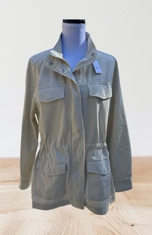 GAP Women Utility Jacket New Ivory Size L Drawstring Waist thumbnail 1