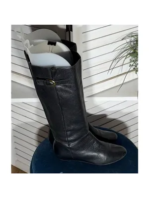 Vintage Pirate Style Knee High Boots Genuine Leather Black Size 7 thumbnail 2