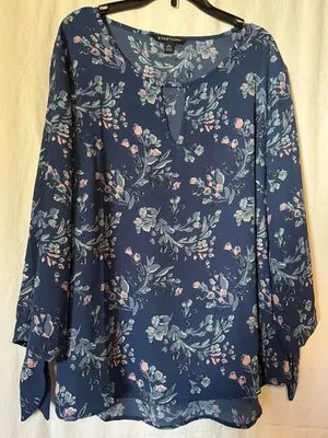41 Hawthorn Stitch Fix Tie Sleeve Floral Blouse Womens -Large Petite thumbnail 1