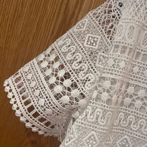 Mango White Crochet‎ Short Sleeve Lined Mini Shift Dress Size 6 Medium Cruise thumbnail 8
