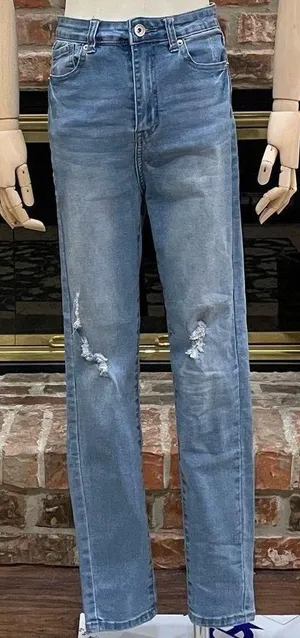 NWOT juniors skinny distressed high rise light wash jeans thumbnail 1