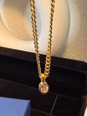 18K Gold Plated Solitaire Necklace | Dainty Everyday Pendant thumbnail 2