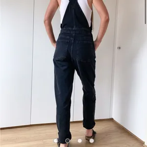 ASOS Design denim slouchy overalls in washed black thumbnail 3