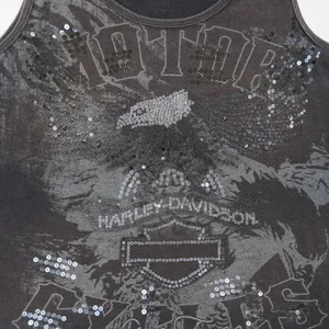 Y2K 2013 Harley Davidson Black Sequin Tank Top Size XL thumbnail 6