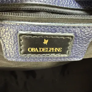 Ora Delphine Adele Satchel Bag Crossbody‎ Purse Royal Blue Pebbled Leather thumbnail 10
