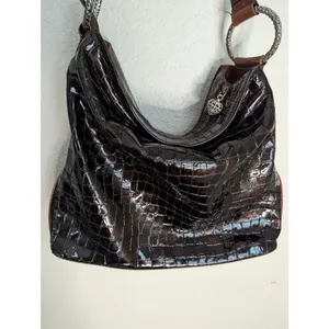 Brighton Handbag Cherie French Burgundy Patent Leather Shoulder Bag Zip thumbnail 4