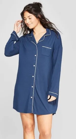 Stars Above Navy blue long sleeve nightgown thumbnail 1