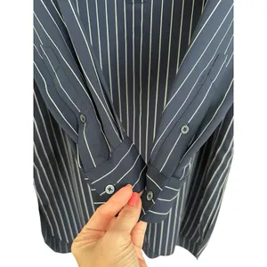 Aritzia‎ Babaton Striped Shirt Dress Blue White Midi Long Sleeve Pockets #FF10-2 thumbnail 5