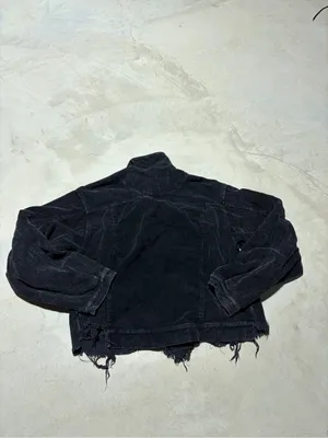 POL Corduroy Button-Up Jacket in Charcoal Black large thumbnail 8