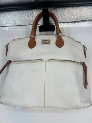 Dooney & Bourke Pebble Grain Domed Satchel White Purse Bag thumbnail 6