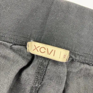 XCVI Pants Womens XL Black Crochet Cropped Flare Elastic Waist Linen Pull On thumbnail 3