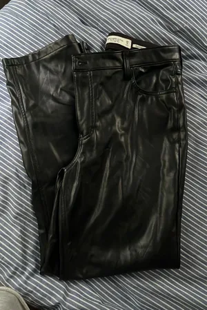 Abercrombie black vegan leather cross waist pants thumbnail 1