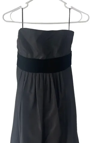 Zara Basic Small Black Strapless Fairy Grunge‎ Whimsygoth Velvet Tie Maxi Dress thumbnail 1