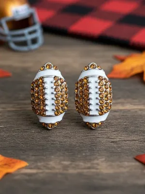 Pave Football Stud Earrings Gold thumbnail 4