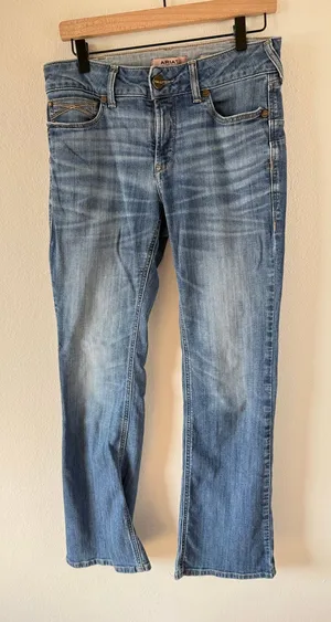 Ariat Womens R.E.A.L. Perfect Rise Boot Cut Leila Jeans Mid Wash Western 30L thumbnail 1