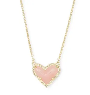 Peach Heart Pendant Necklace Gold thumbnail 5