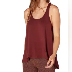 Beyond Yoga lightweight Draw the Line Tank Flyaway in maroon size small thumbnail 3