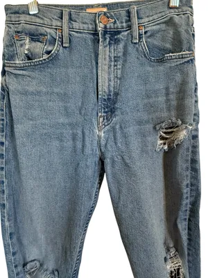MOTHER High Waisted Rider Skimp Jeans 28 Bloom and Doom Distressed Straight Leg thumbnail 2