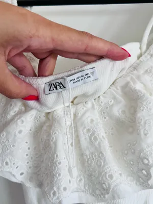 Zara White Eyelet Ruffle Bodysuit Cottagecore Coquette M thumbnail 2