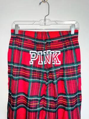 Victoria’s Secret PINK Pajama Pants Red Tartan Plaid Sleepwear thumbnail 7