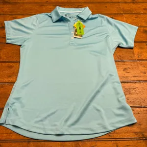 Bermuda Sands Womens‎ Aqua Blue Repreve Wick Away Polo Shirt Size S thumbnail 1