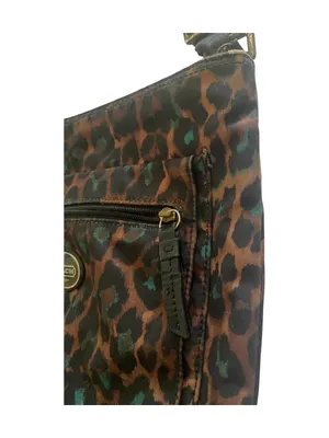COACH-CHEETAH PRINT NYLON CROSSBODY BAG NO H1376-F77479 Coach crossbody with bold leopard print. Compact silhouette with adjustable shoulder strap. Front zip pocket and main compartment for essentials. Gold-tone logo plaque and hardware accents, front zip pocket, back slip pocket with magnetic closure, adjustable strap, great condition Measures:19.5x9.5 inches thumbnail 4