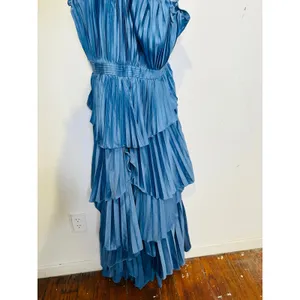 AMUR Dusk Blue Romantic Silhouette Cascading Tiers Strapless Janey Gown size 6 thumbnail 9