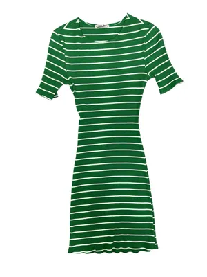 Reformation Jeans Kendy Short Sleeve Knit Sweater Dress Striped Green Small thumbnail 5