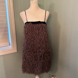 NWT ZARA purple faux feathers mini dress XS thumbnail 2