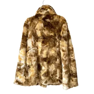Daytrip Boho Tan Brown Cream Faux Fur Jacket Coat size medium NWOTS thumbnail 5