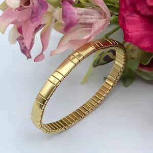 🌈3/$10 Gold-tone Omega Chain Elastic Bracelet thumbnail 1