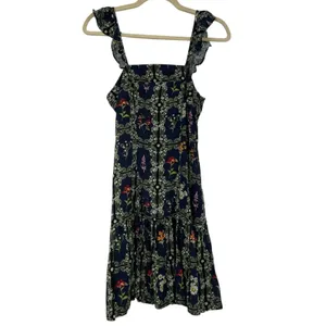 Agua Bendita X Target Blue Ruffled Ditsy Floral Mini Dress XXS Tiered Boho thumbnail 2
