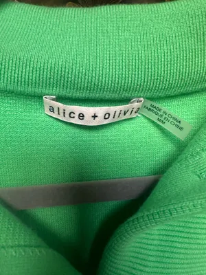 Alice + Olivia Ila Green Collared Knit Jacket Medium thumbnail 13
