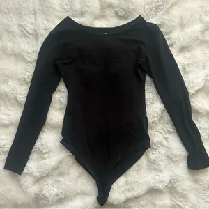 Boat Neck Long Sleeve Sexy Thong Bodysuit thumbnail 3