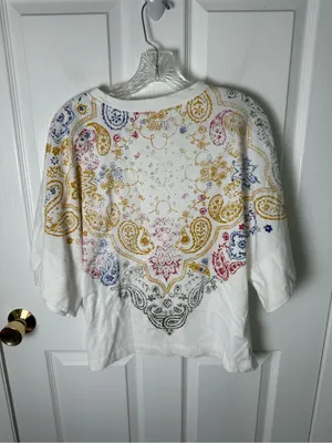 Free People We The Free Heirloom Printed Tee in Ivory XS thumbnail 4