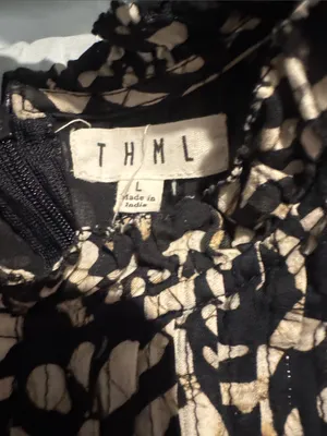 THML Black Dress with Cream Floral Pattern and Ruffle Trim thumbnail 4